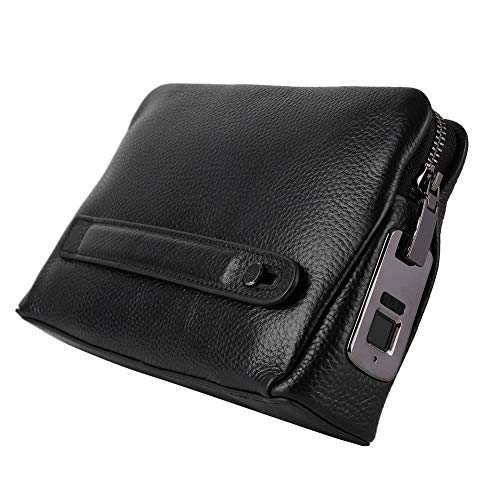 Fockety Smart Fingerprint Wallet for Men Women Zipper Leather Wallet Smart Fingerprint Lock Security Anti Theft Handbag Black Card Bag Men Women Christmas Gifts - Image 1