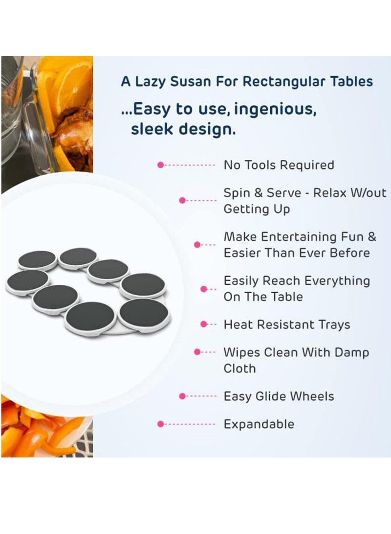 عام ثورة Lazy Susan - أول طاولة دوارة حاصلة على براءة اختراع Lazy Susan للطاولات الطويلة والمستطيلة - طاولة Lazy Susan قابلة للتوسيع لطاولات المطبخ والطعام - هدية رائعة! متعة في الحفلات والتجمعات. - Image 4