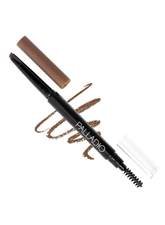 Palladio The Brow Definer 2-in-1 Retractable Eyebrow Pencil with Built-in Spoolie Brush - Dark Brown - PBD04 - Image 1