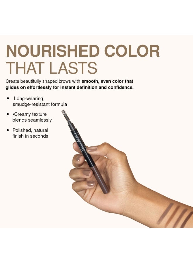 Palladio The Brow Definer 2-in-1 Retractable Eyebrow Pencil with Built-in Spoolie Brush - Dark Brown - PBD04 - Image 5