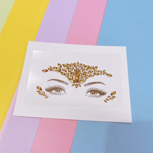 TOPAZ face jewels for makeup Festival Wedding Face Gems Temporary Tattoos mermaid halloween Bindi Fusion Headpiece Body Jewellery bindi face jewel(Topaz gold/SR16) - Image 4