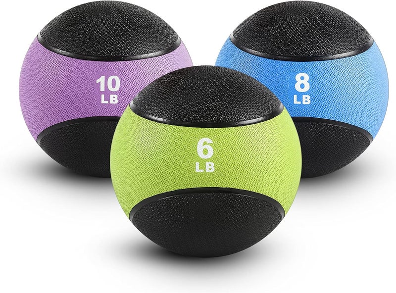 RitFit Weighted Medicine Ball - Non-Slip Rubber Shell & Dual Texture Grip - Workout Exercise Ball for Core Strength, Balance Training, Coordination Fitness - Multiple Weights & Colors - Image 1