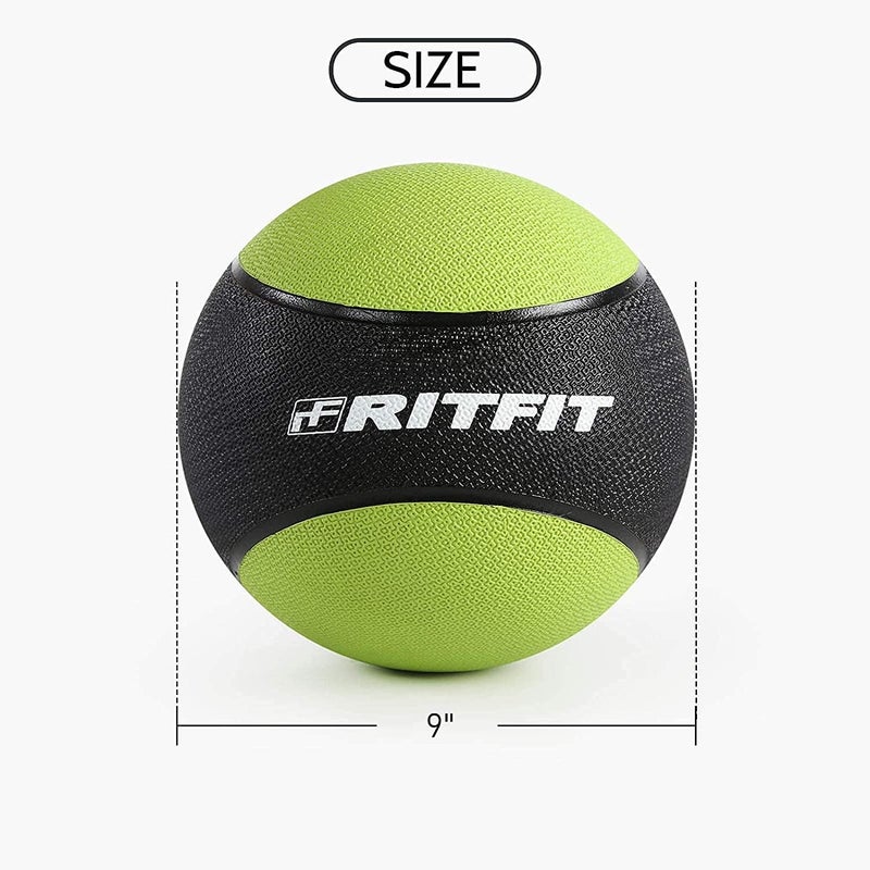RitFit Weighted Medicine Ball - Non-Slip Rubber Shell & Dual Texture Grip - Workout Exercise Ball for Core Strength, Balance Training, Coordination Fitness - Multiple Weights & Colors - Image 2