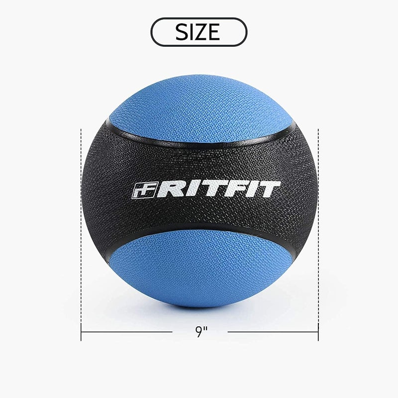 RitFit Weighted Medicine Ball - Non-Slip Rubber Shell & Dual Texture Grip - Workout Exercise Ball for Core Strength, Balance Training, Coordination Fitness - Multiple Weights & Colors - Image 3