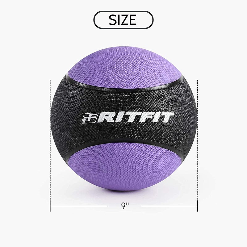 RitFit Weighted Medicine Ball - Non-Slip Rubber Shell & Dual Texture Grip - Workout Exercise Ball for Core Strength, Balance Training, Coordination Fitness - Multiple Weights & Colors - Image 4