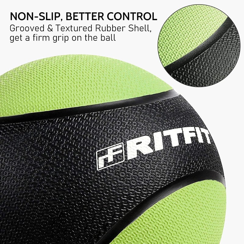 RitFit Weighted Medicine Ball - Non-Slip Rubber Shell & Dual Texture Grip - Workout Exercise Ball for Core Strength, Balance Training, Coordination Fitness - Multiple Weights & Colors - Image 5
