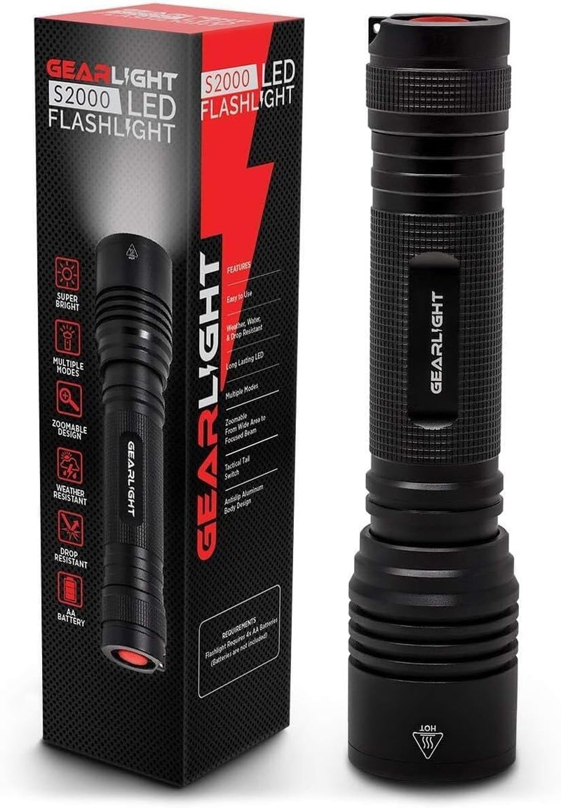GearLight S2000 LED Flashlight High Lumens - Super Bright, Powerful, Mid-Size Tactical Flashlight for Outdoor Activity & Emergency Use - S2000-1 Pack, (Batteries Not Included) - Image 1