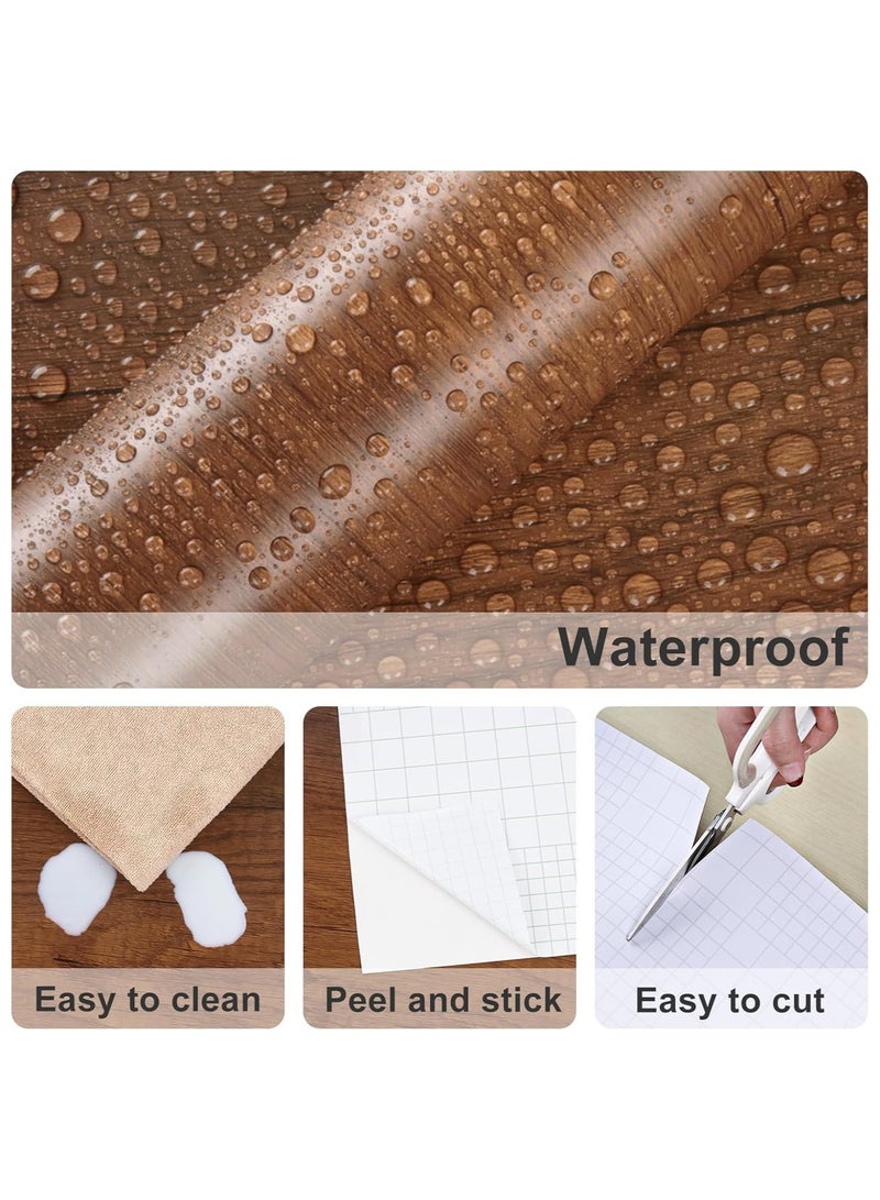 Hihonor Brown Wood Contact Paper Peel and Stick Countertops Cabinet Vinyl Wrap Waterproof Wood Wallpaper Peel and Stick Natural Wood Grain Contact Paper for Desk Furniture Self Adhesive paper - Image 3