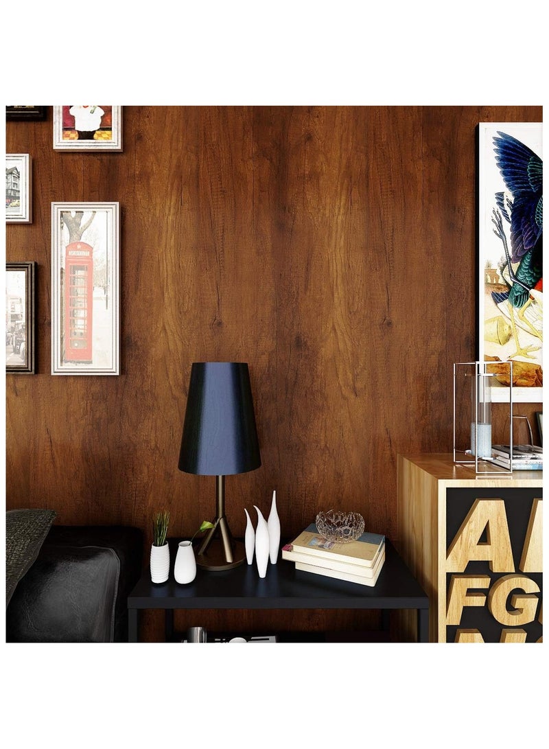 Hihonor Brown Wood Contact Paper Peel and Stick Countertops Cabinet Vinyl Wrap Waterproof Wood Wallpaper Peel and Stick Natural Wood Grain Contact Paper for Desk Furniture Self Adhesive paper - Image 4