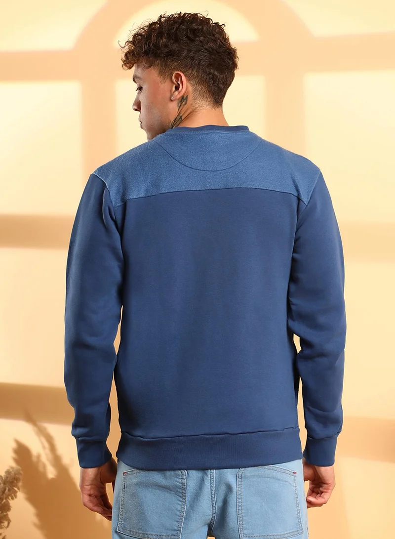 كامبوس سوترا Men's Blue Refined Pullover Sweatshirt