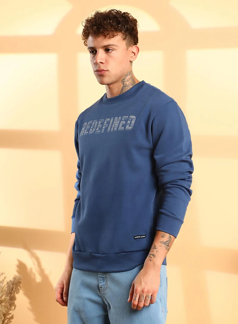 كامبوس سوترا Men's Blue Refined Pullover Sweatshirt