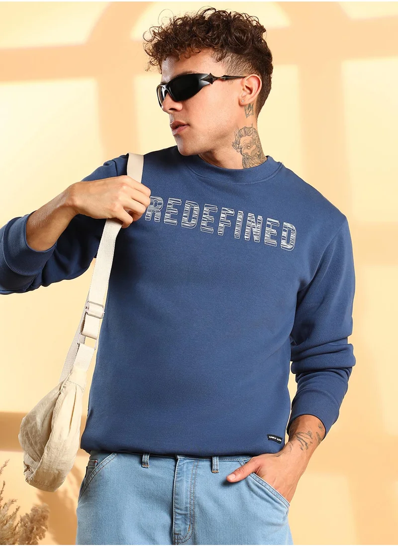 كامبوس سوترا Men's Blue Refined Pullover Sweatshirt