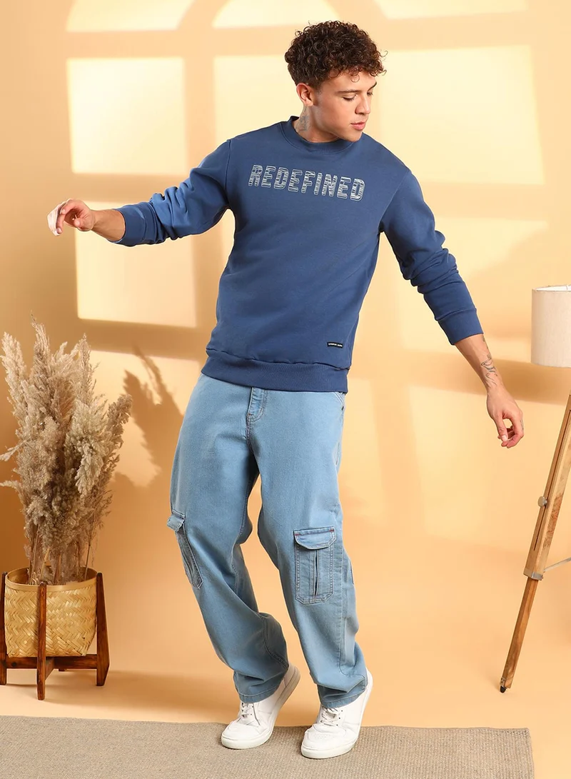 كامبوس سوترا Men's Blue Refined Pullover Sweatshirt
