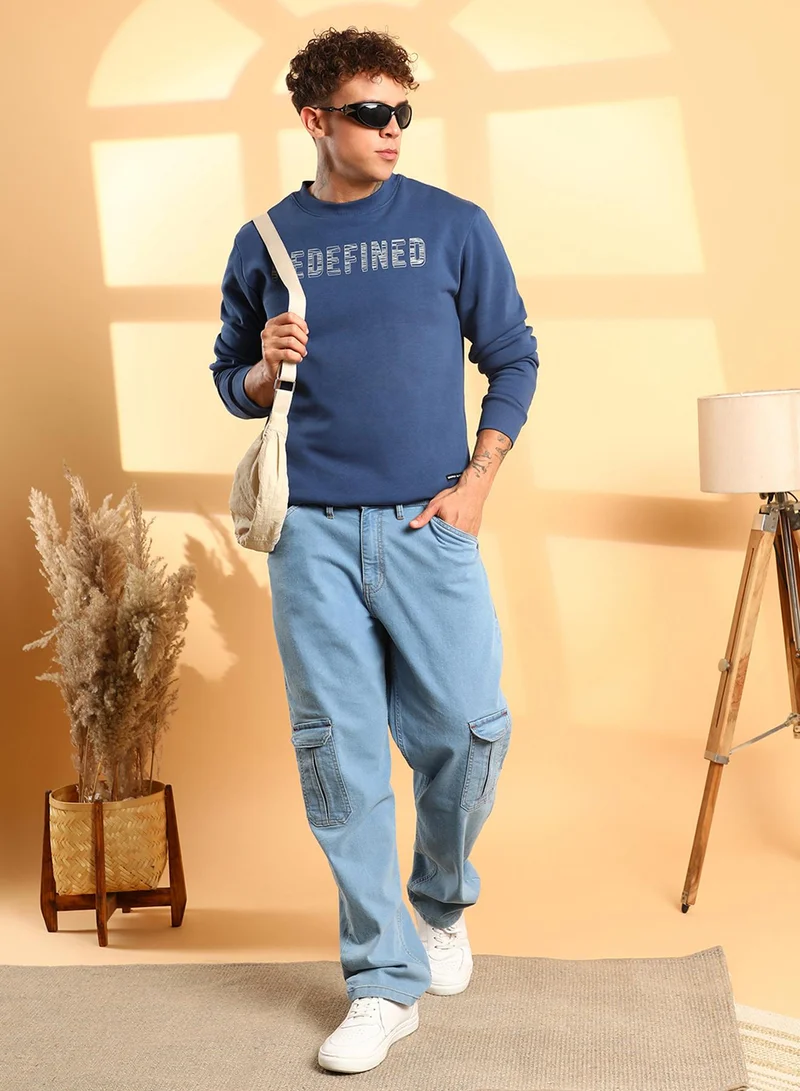 كامبوس سوترا Men's Blue Refined Pullover Sweatshirt