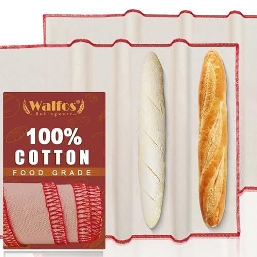 Walfos Walfos Bakers Couche and Proofing Cloth 2PCS29 X 17  Cotton Fabric for Bread Dough Baking Shaping Tool for Baguettes Loaves and Ciabatta
