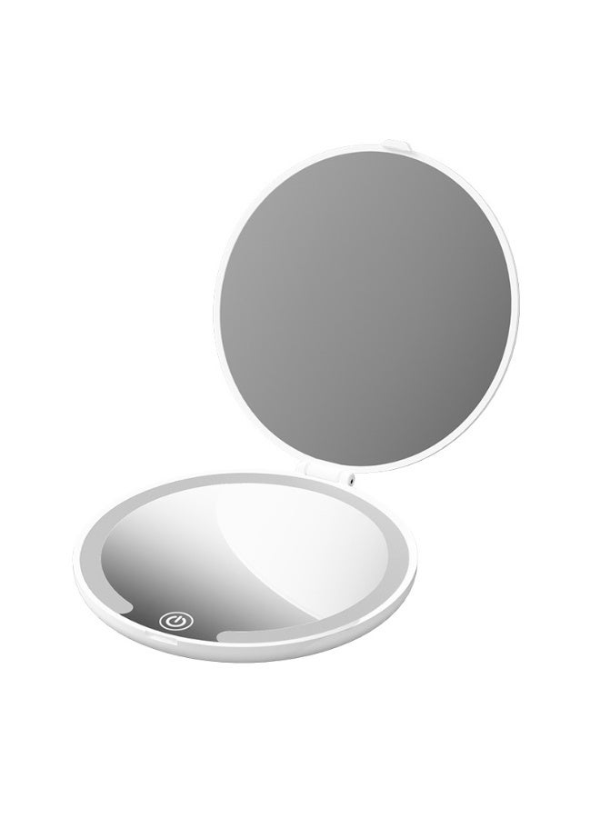 Portable Foldable Flip - up LED Makeup Mirror, Rechargeable Pocket Cosmetic Mirror, Travel Mini Vanity Mirror - Image 1