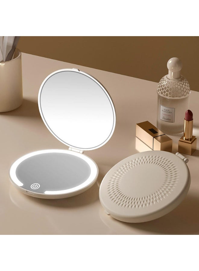 Portable Foldable Flip - up LED Makeup Mirror, Rechargeable Pocket Cosmetic Mirror, Travel Mini Vanity Mirror - Image 2