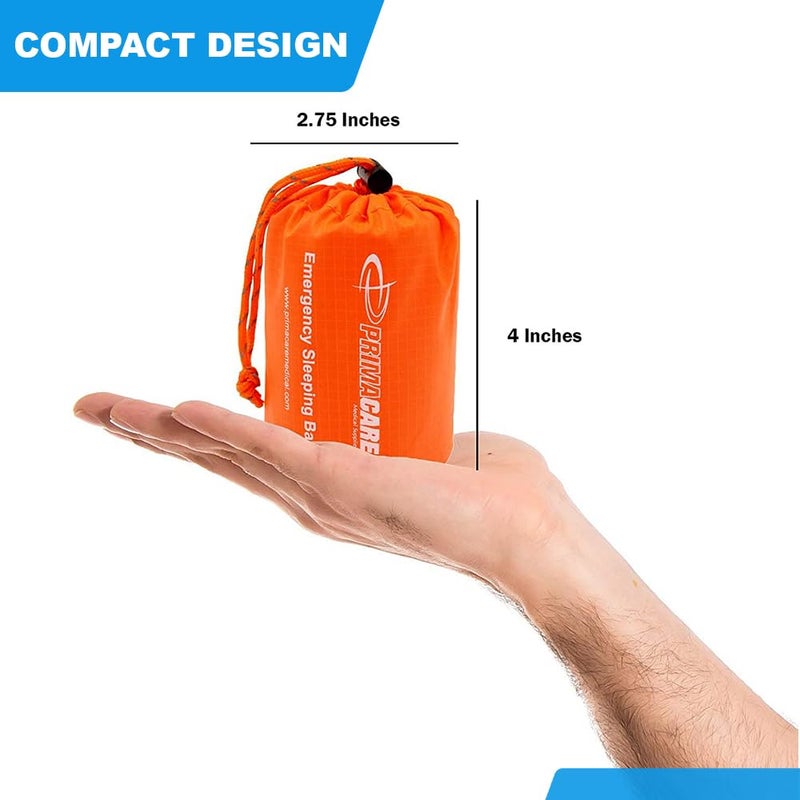 Primacare CB-3684-2 Pack of 2 Emergency Sleeping Bags for Survival, Mylar Blanket/Tent Used for Emergency, Camping, Hiking, Hunting, Outdoors, Perfect for Medical First Aid Supply Kits, Adult, Orange - Image 3