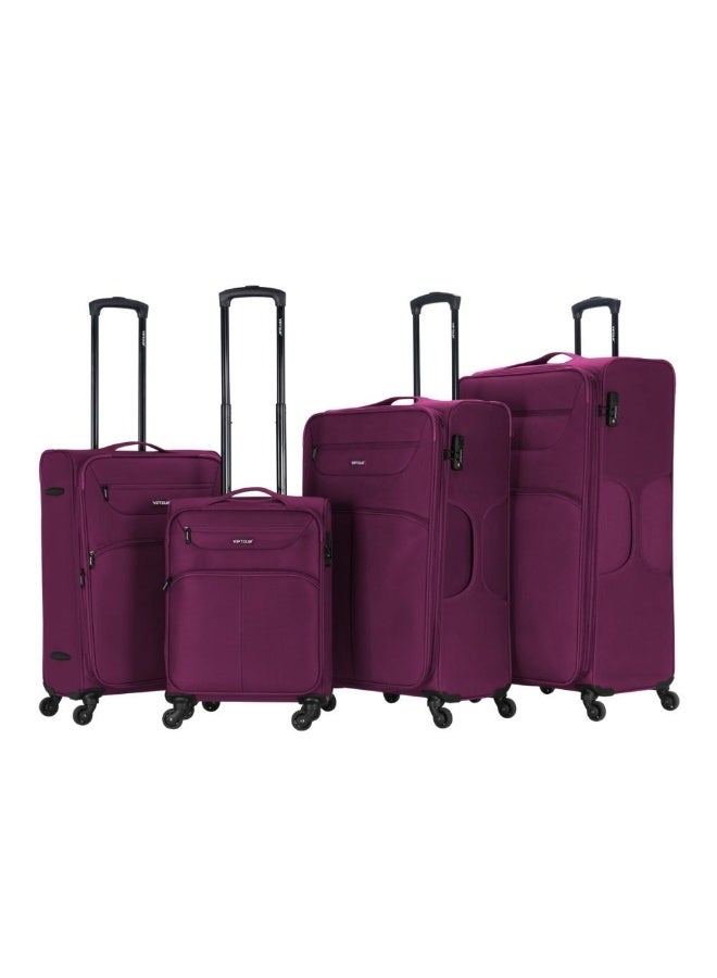 VIPTOUR 4-Piece Fabric Softside Luggage Set with 360° Spinner Wheels & Number Lock – Durable Polyester Travel Trolley Bag (20’’ / 24’’ / 28’’ / 32’’) - PLUM - Image 1