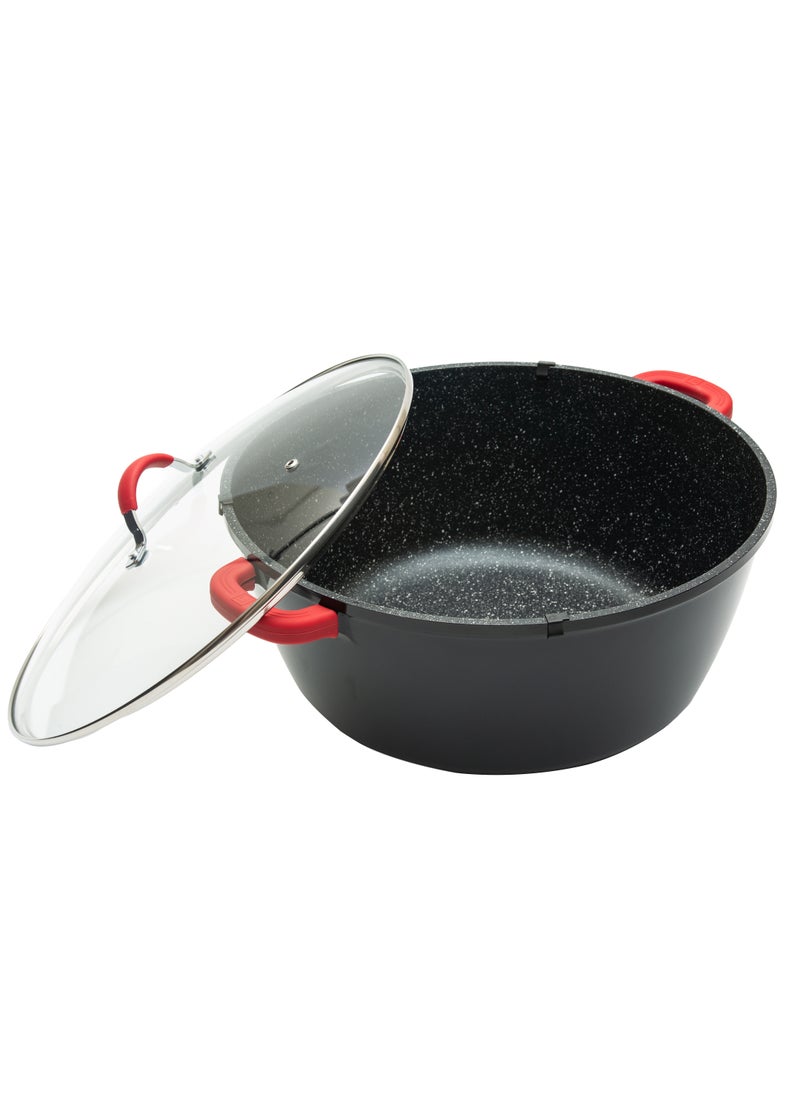 BERGNER NOVUM+ CASSEROLE WITH LID 36X16CM, ALUMINUM, INDUCTION BOTTOM, MARBLE+ NON-STICK COATING, SHINY BLACK COLOR  - Image 2