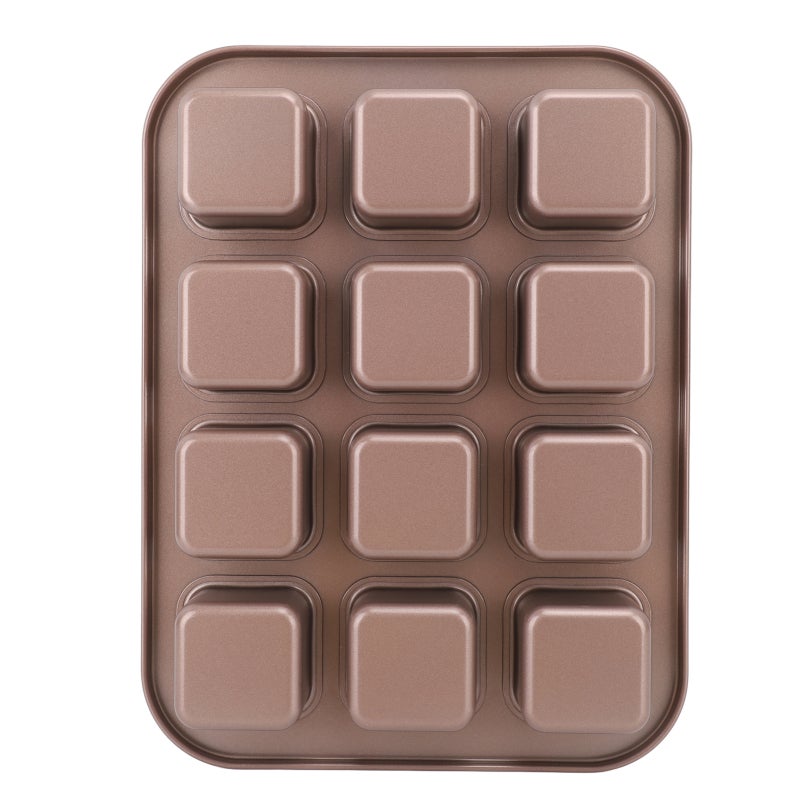 Brownie Pan: 12 Grids Carbon Steel Non Stick Square Baking Pan - Even Heat Distribution Easy Release Compact Baking Mold for Small Kitchens Home Baking - Image 3