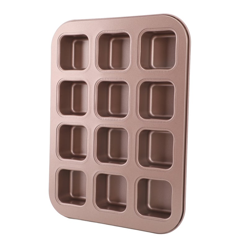 Brownie Pan: 12 Grids Carbon Steel Non Stick Square Baking Pan - Even Heat Distribution Easy Release Compact Baking Mold for Small Kitchens Home Baking - Image 2