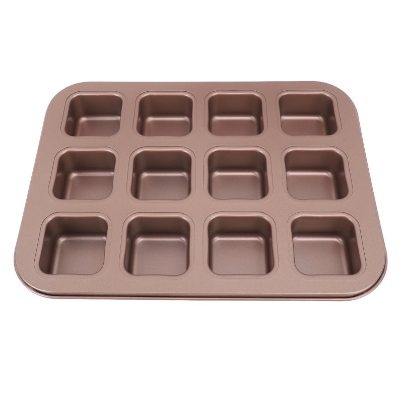 Brownie Pan: 12 Grids Carbon Steel Non Stick Square Baking Pan - Even Heat Distribution Easy Release Compact Baking Mold for Small Kitchens Home Baking - Image 1