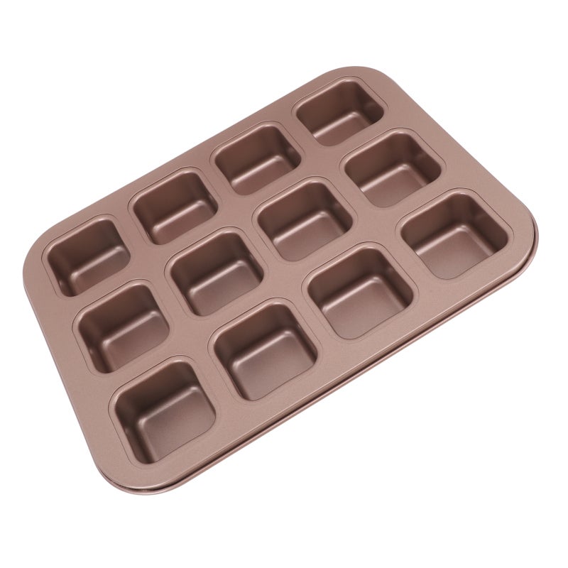 Brownie Pan: 12 Grids Carbon Steel Non Stick Square Baking Pan - Even Heat Distribution Easy Release Compact Baking Mold for Small Kitchens Home Baking - Image 4