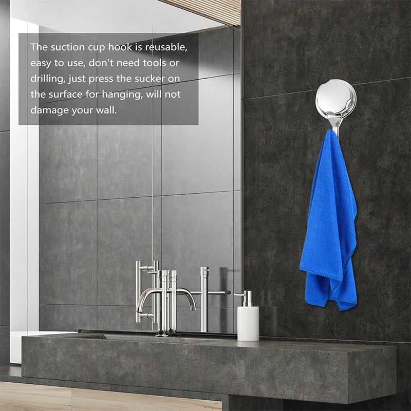 2pcs Strong Vacuum Suction Hooks Heavy Duty Reusable Suction Cup Towel Hangers for Bathroom Kitchen Wall Mount Utility Storage - Image 5