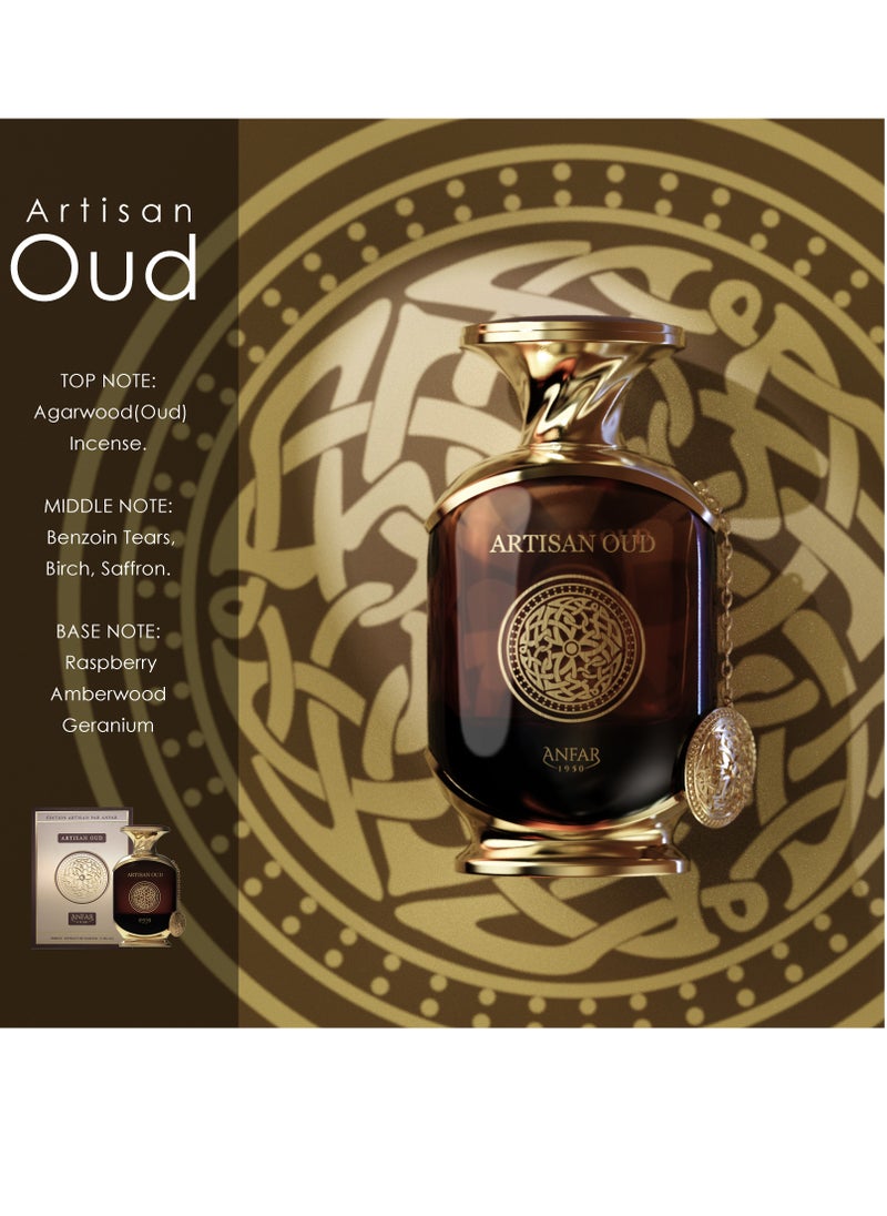 Anfar ANFAR 1950 ARTISAN OUD Extrait de Parfum for Men, 100ml, Agarwood, Incense, Benzoin  - Image 3
