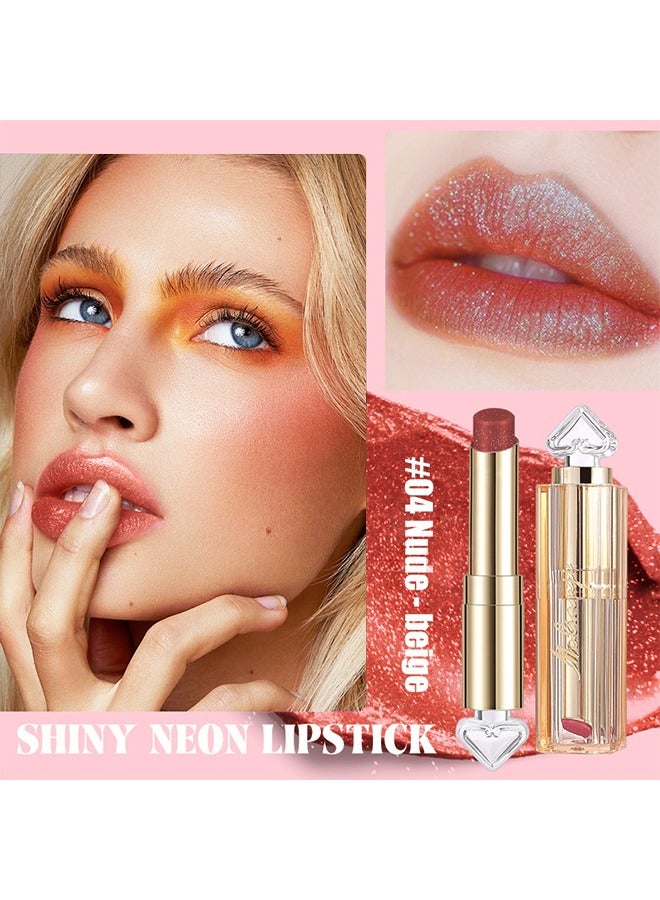 maffick Shiny Neon Lipstick- Long Lasting,Diamond High Pigmented,Waterproof Pink Metallic Shimmer Lip Gloss Lipgloss #04 - Image 2