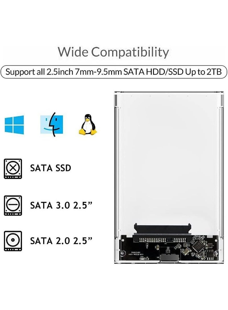 2.5" SATA to USB 3.1 External Hard Drive Enclosure – Tool-Free Transparent Case for 2.5 Inch SSD & HDD (7mm/9.5mm), UASP High-Speed External Drive Enclosure - Image 3
