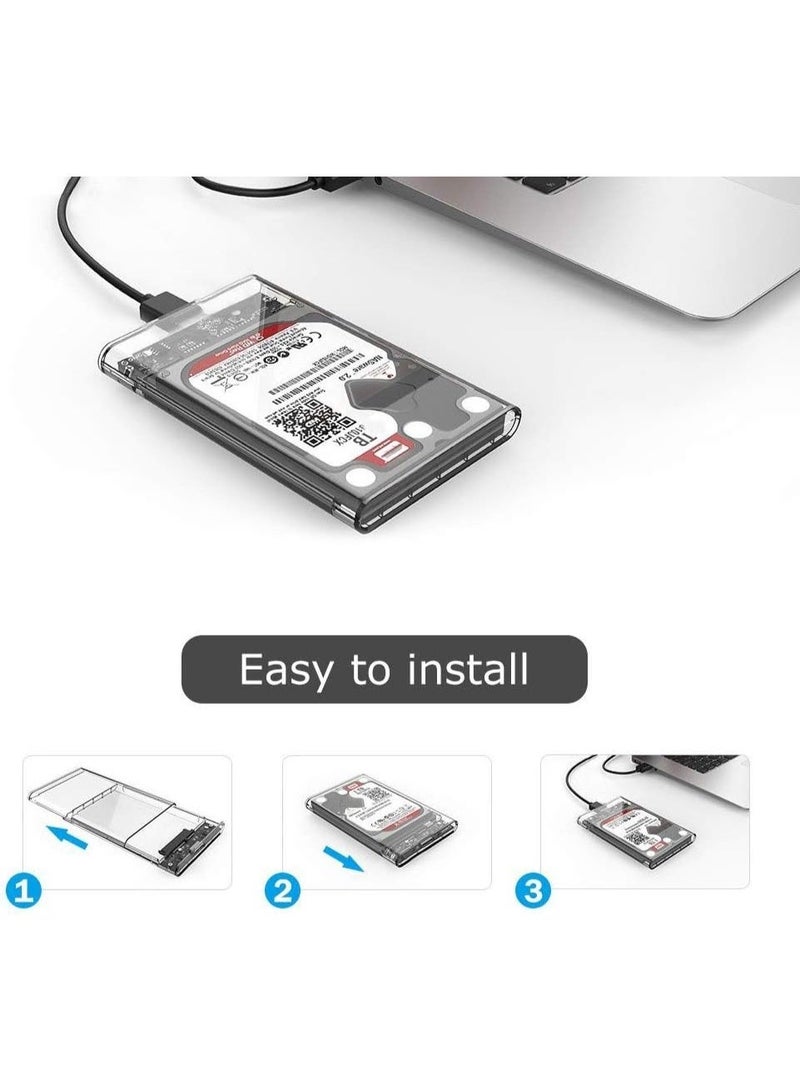 2.5" SATA to USB 3.1 External Hard Drive Enclosure – Tool-Free Transparent Case for 2.5 Inch SSD & HDD (7mm/9.5mm), UASP High-Speed External Drive Enclosure - Image 5
