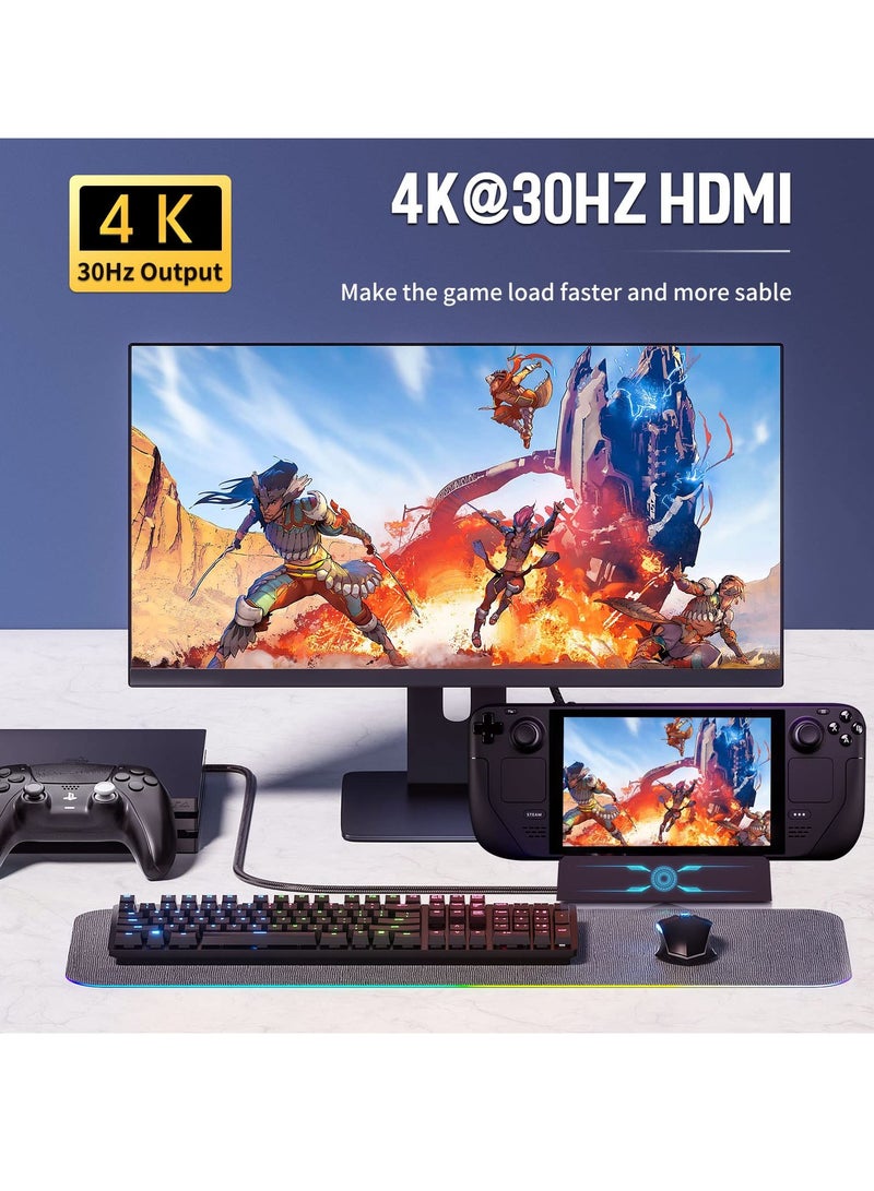 6-in-1 Docking Station for Steam Deck, HDMI 2.0 4K@60Hz, USB-A 3.0, USB-C PD Port for Full Speed Charging - Compatible with Valve Stream Deck Accessories - Image 2