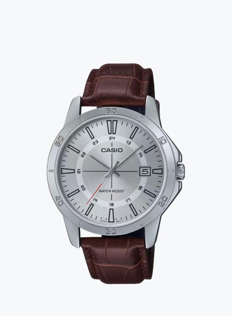 كاسيو ساعة يد كوارتز كاجوال بعقارب طراز MTP-V004L-7CUDF -بني  للرجال