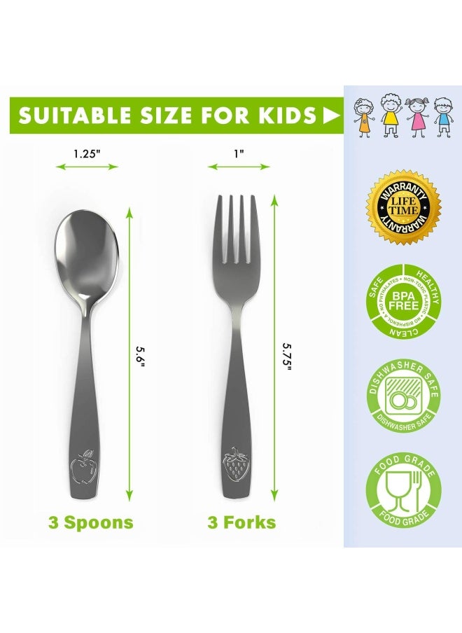 CHILLOUT LIFE - Stainless Steel Kids Silverware Set - Child And Toddler Safe Flatware - Kids Utensil Set - Metal Kids Cutlery Set  6 Piece- Stainless Steel - Image 1