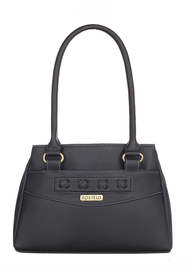 Fostelo Women's Maria Satchel Tote Handbag for Women | Ladies Purse | Stylish Shoulder Bag | Gift For Women | Black - Image 2