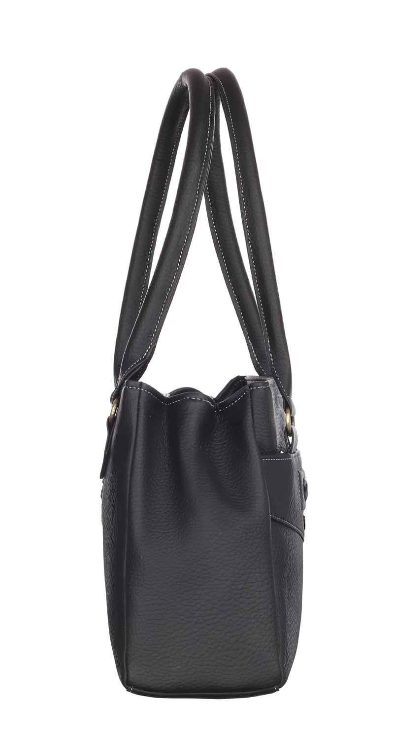 Fostelo Women's Maria Satchel Tote Handbag for Women | Ladies Purse | Stylish Shoulder Bag | Gift For Women | Black - Image 3
