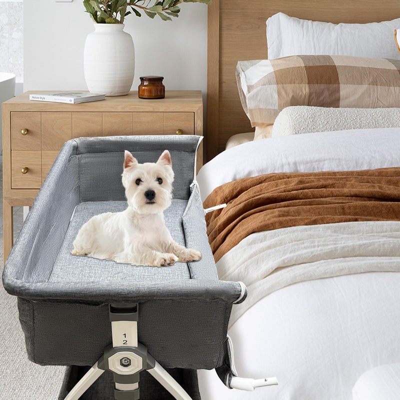 montex Bedside Cosleeper Dog Bed, Raised Dogs Bed 27''-32'' Adjustable Height, Dog Bed Extension for Human Bed, Bedside Dogs Bed for Small, Medium Dogs(35''L x 20''W) - Image 2