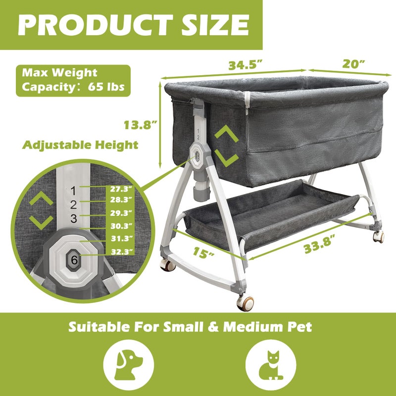 montex Bedside Cosleeper Dog Bed, Raised Dogs Bed 27''-32'' Adjustable Height, Dog Bed Extension for Human Bed, Bedside Dogs Bed for Small, Medium Dogs(35''L x 20''W) - Image 3
