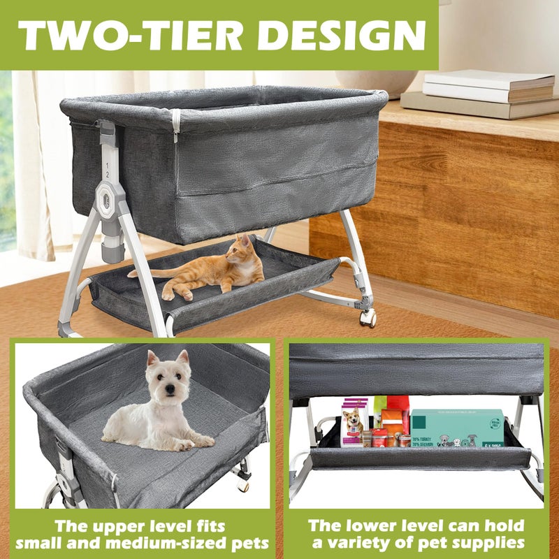 montex Bedside Cosleeper Dog Bed, Raised Dogs Bed 27''-32'' Adjustable Height, Dog Bed Extension for Human Bed, Bedside Dogs Bed for Small, Medium Dogs(35''L x 20''W) - Image 5