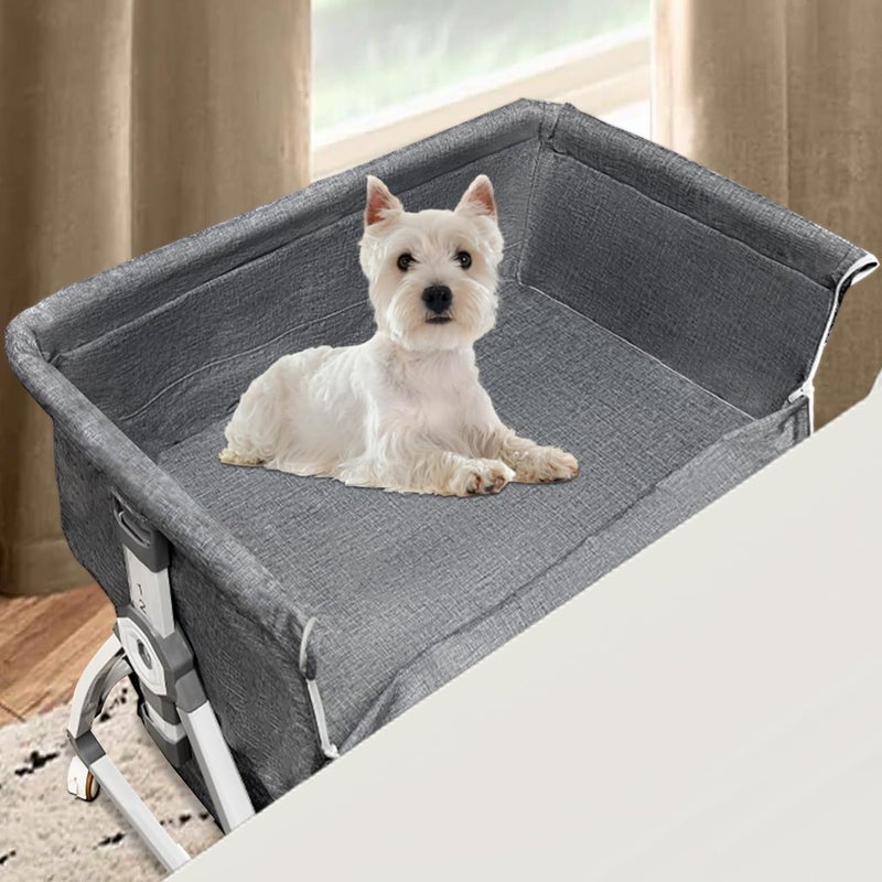 montex Bedside Cosleeper Dog Bed, Raised Dogs Bed 27''-32'' Adjustable Height, Dog Bed Extension for Human Bed, Bedside Dogs Bed for Small, Medium Dogs(35''L x 20''W) - Image 1