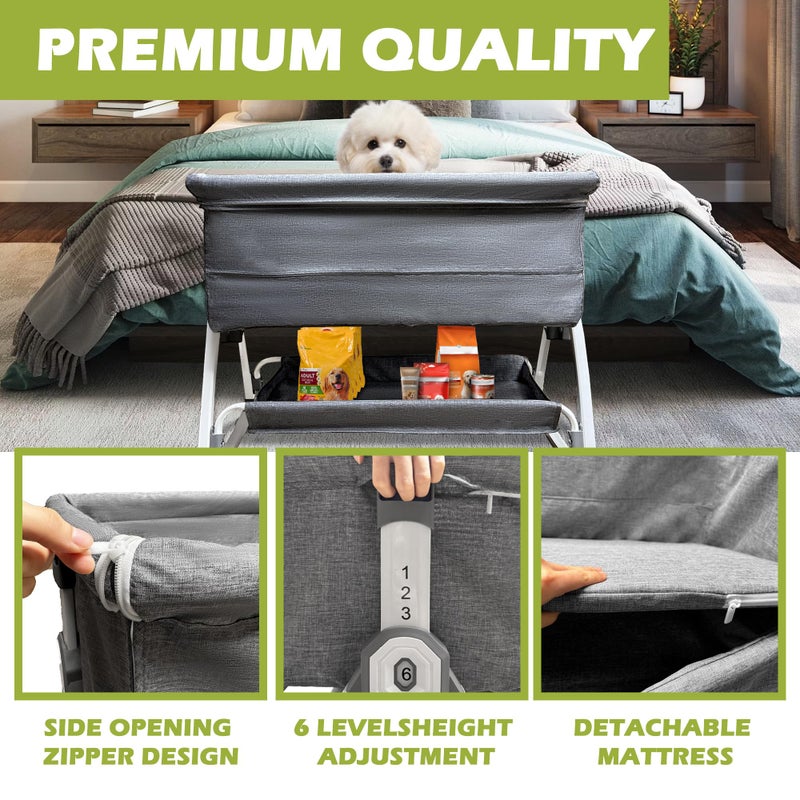 montex Bedside Cosleeper Dog Bed, Raised Dogs Bed 27''-32'' Adjustable Height, Dog Bed Extension for Human Bed, Bedside Dogs Bed for Small, Medium Dogs(35''L x 20''W) - Image 4