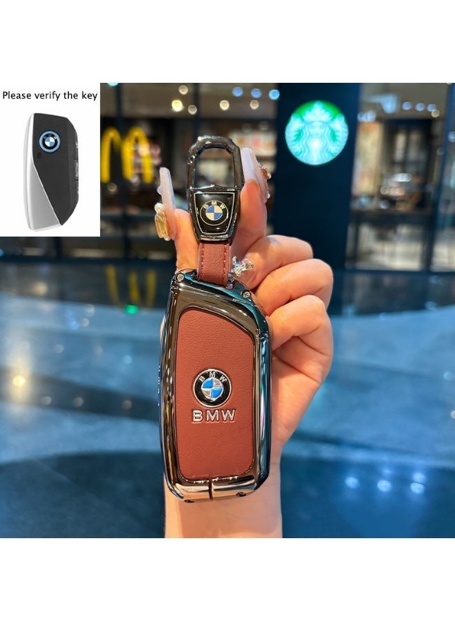 BMW Premium BMW Key Cover Shell for 3 Series 5 Series 7 Series X1 X5 X7 530li 525li - Red Leather Rope Buckle - Image 1