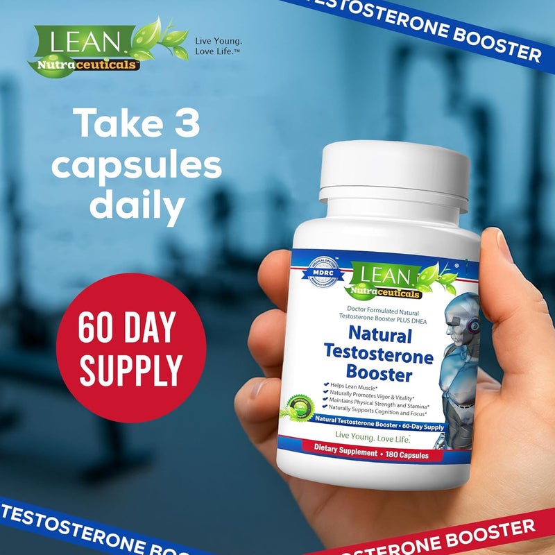 LEAN Nutraceuticals Testosterone Booster for Men  Strength Endurance and Vitality  180 Caps - Image 2