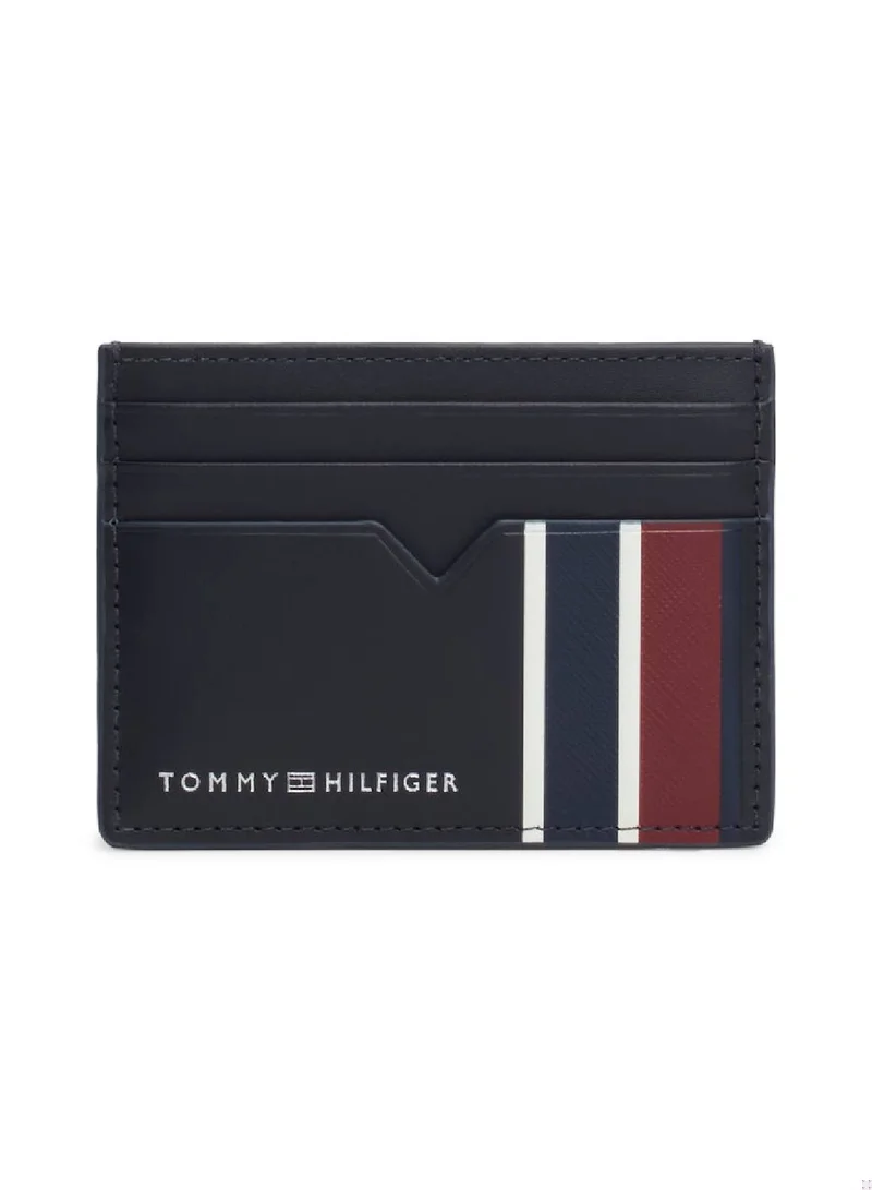 TOMMY HILFIGER Men's Corporate Leather Credit Card Holder, Blue - Leather