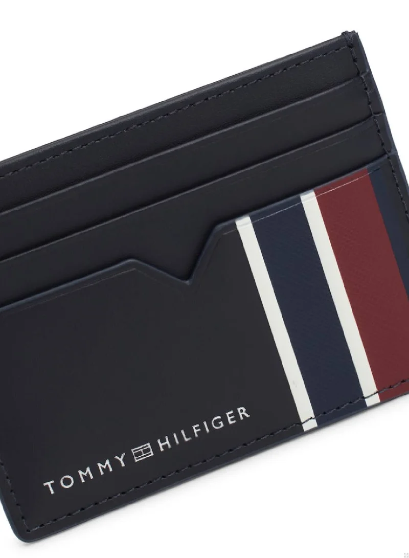 TOMMY HILFIGER Men's Corporate Leather Credit Card Holder, Blue - Leather