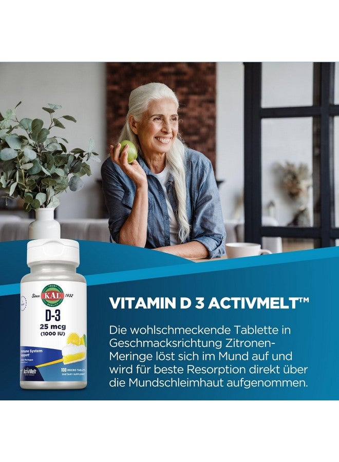 KAL Vitamin D-3 1000 IU | Natural Lemon Flavor ActivMelt Micro Tablets | Healthy Immune Function & Bone Support | 100ct - Image 2
