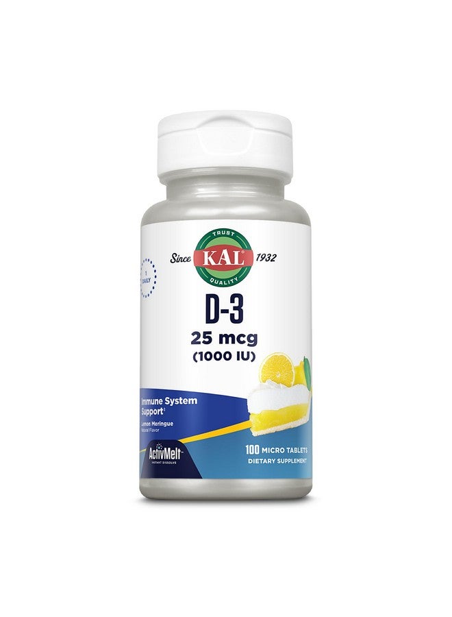 KAL Vitamin D-3 1000 IU | Natural Lemon Flavor ActivMelt Micro Tablets | Healthy Immune Function & Bone Support | 100ct - Image 1