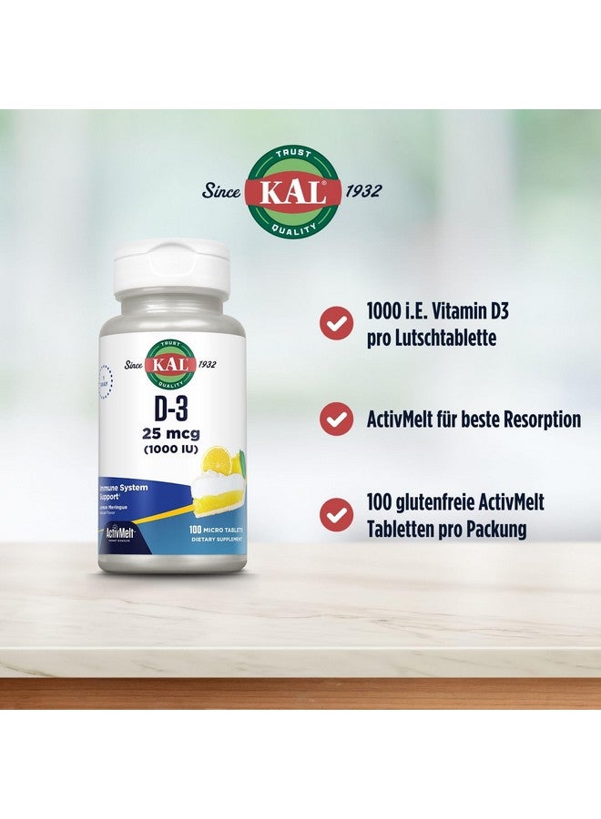 KAL Vitamin D-3 1000 IU | Natural Lemon Flavor ActivMelt Micro Tablets | Healthy Immune Function & Bone Support | 100ct - Image 3